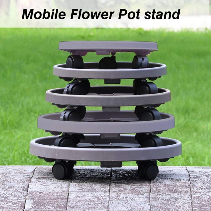 Universal Wheels for Flower Pots Round Plastic Tray Holder for Heavy Duty Flower Pots Support for Mobile Vase Plants with Rollers