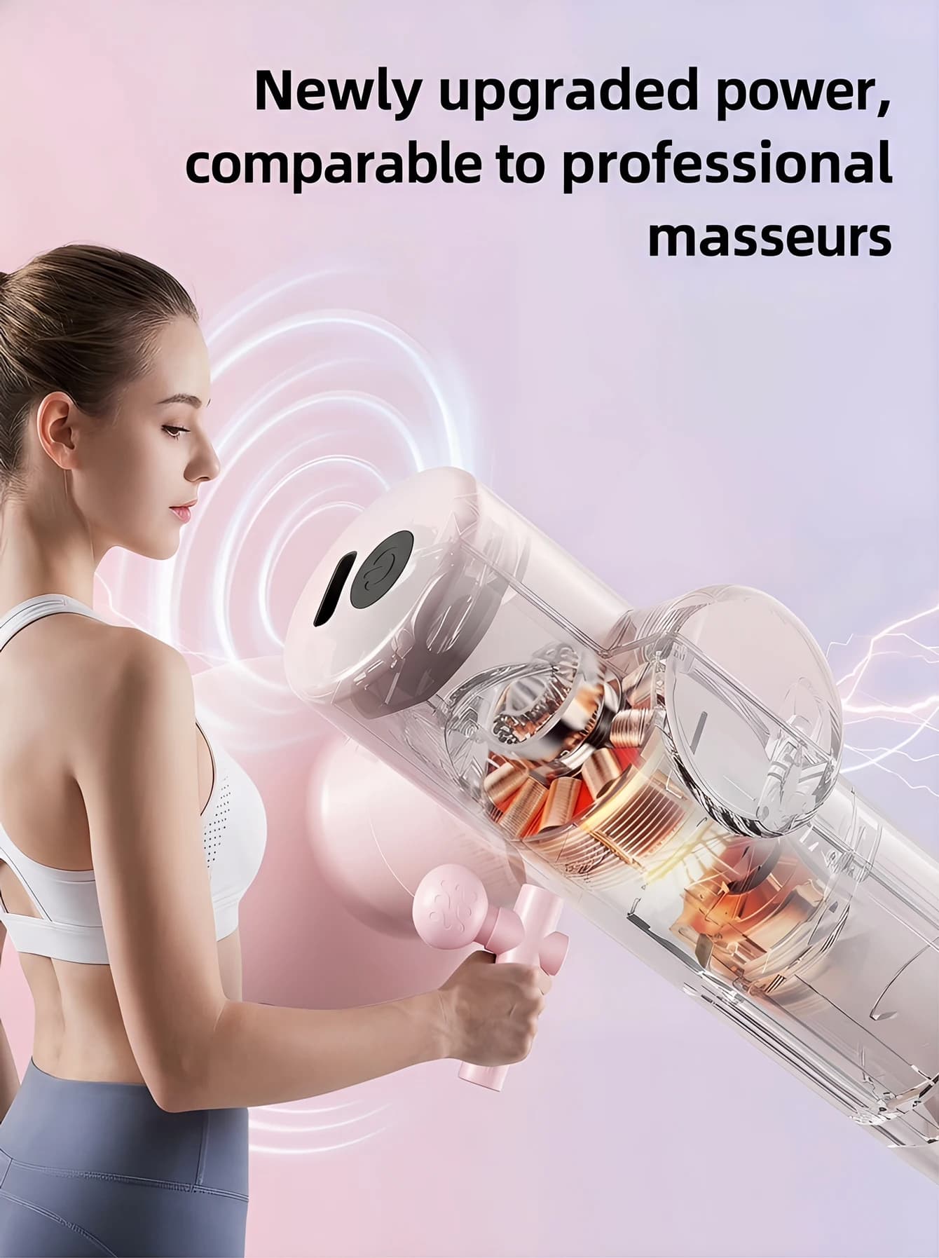 1-piece massage pad, portable percussion massager for deep tissue muscles for body, back and neck, ultra compact and elegant design