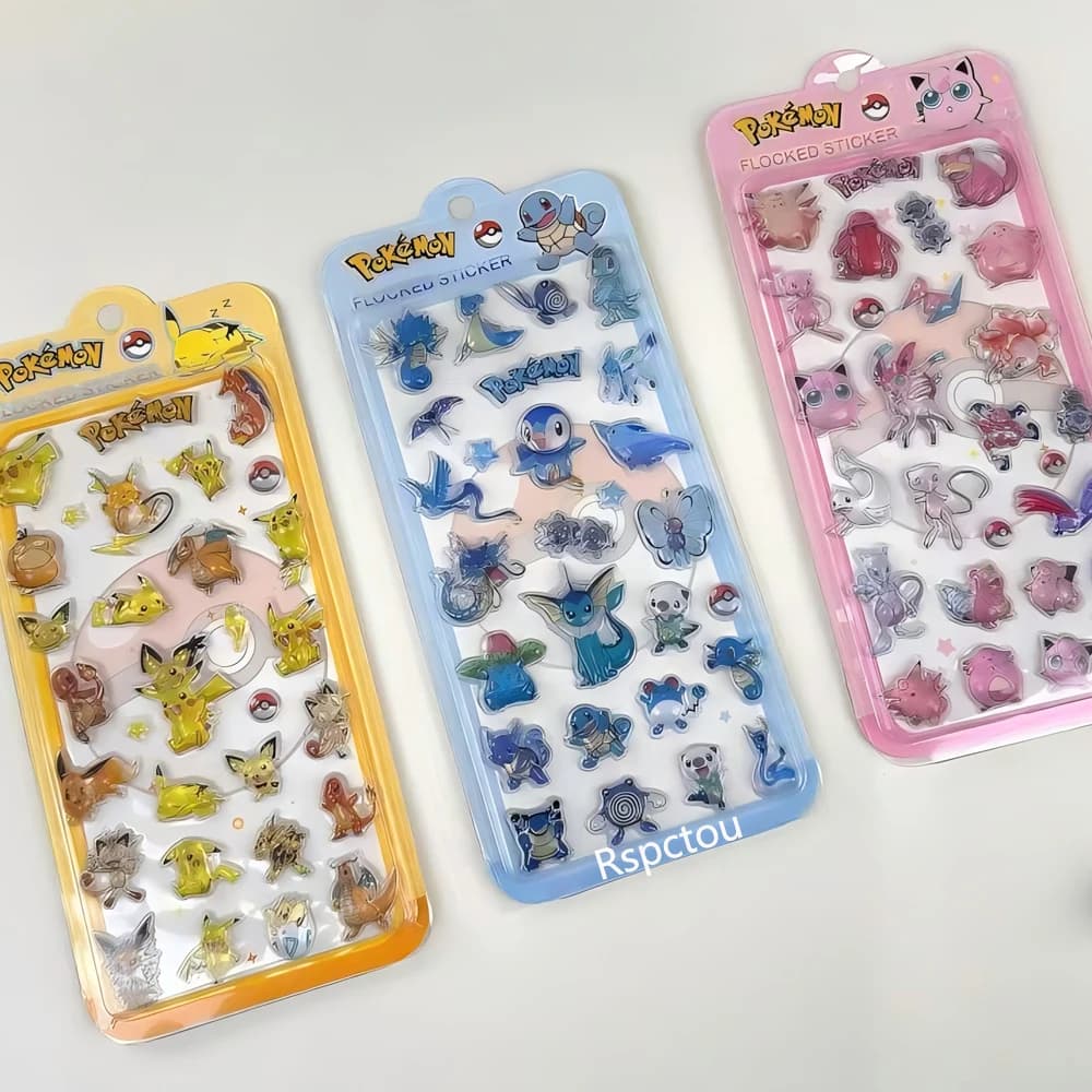 4 Pezzi Adesivi 3D in Rilievo di Pokemon Pikachu e Charmander, Divertenti Decalcomanie Anime Cartoon per Scrapbook, Laptop e Telefono
