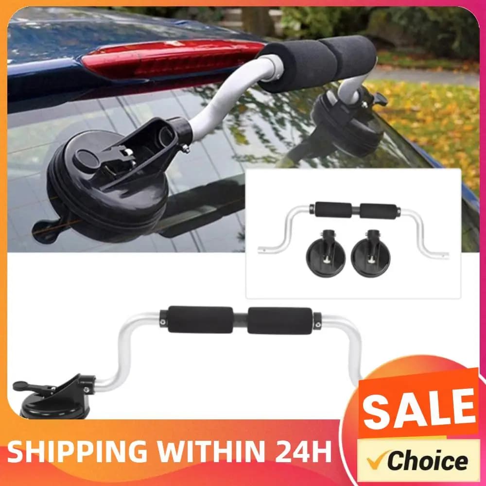 Suction cup holder for kayaking and canoeing with foam rollers for mounting on car roof - Black