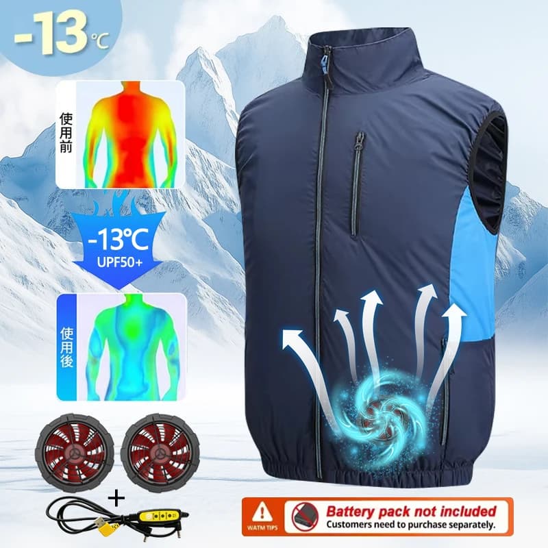 Gilet Ventilato, Giacca Ventilata per Uomo e Donna, Gilet Estivo Sottile da Lavoro, Abbigliamento Protettivo dal Sole per la Pesca contro il Colpo di Calore e per il Raffreddamento