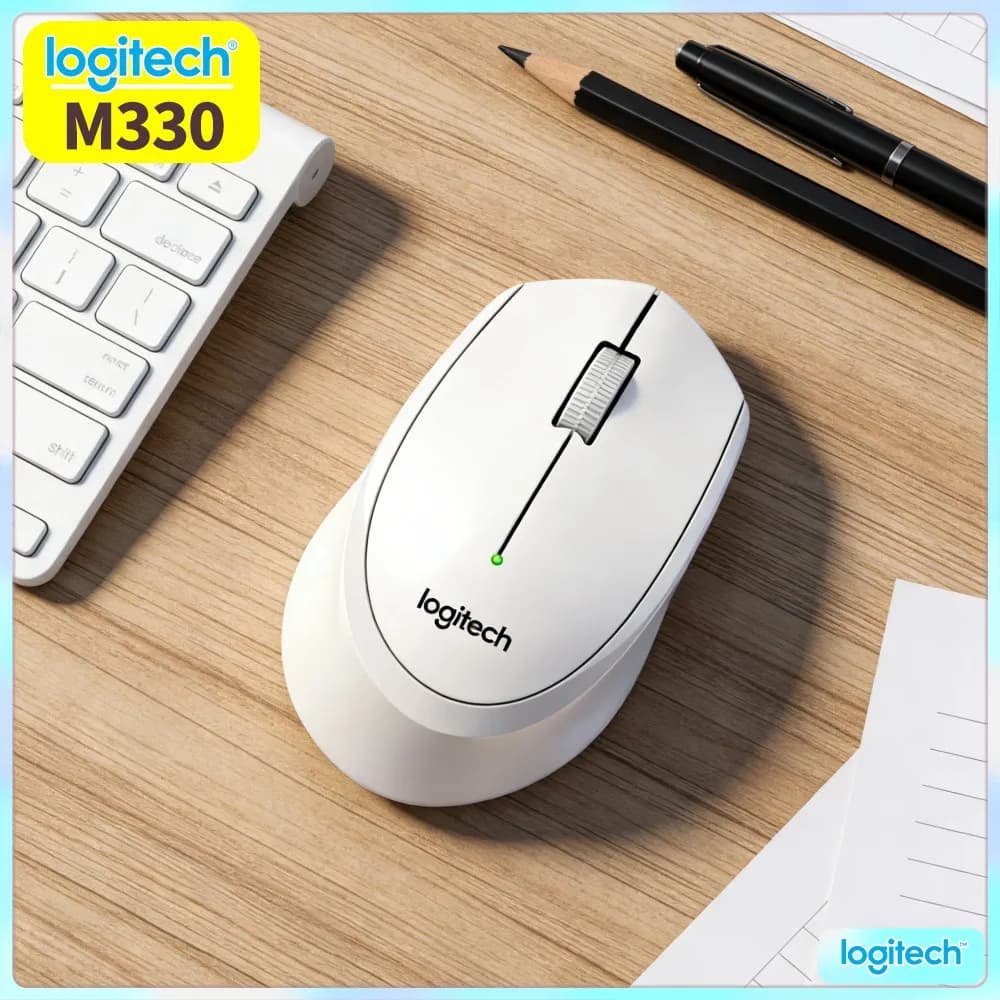 Logitech M330 Silent Wireless Mouse Low Noise Click Feedback Great For Night Time Home Working PC Laptop Daily Work Task