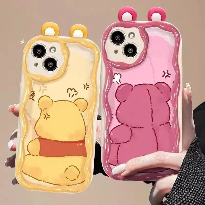 3D Ear Lotso Winnie Pooh Bear Cover For Samsung Galaxy S26 Ultra S25 FE S24 S23 S22 S21 Ultra Plus FE A57 A56 A17 A54 5G Case
