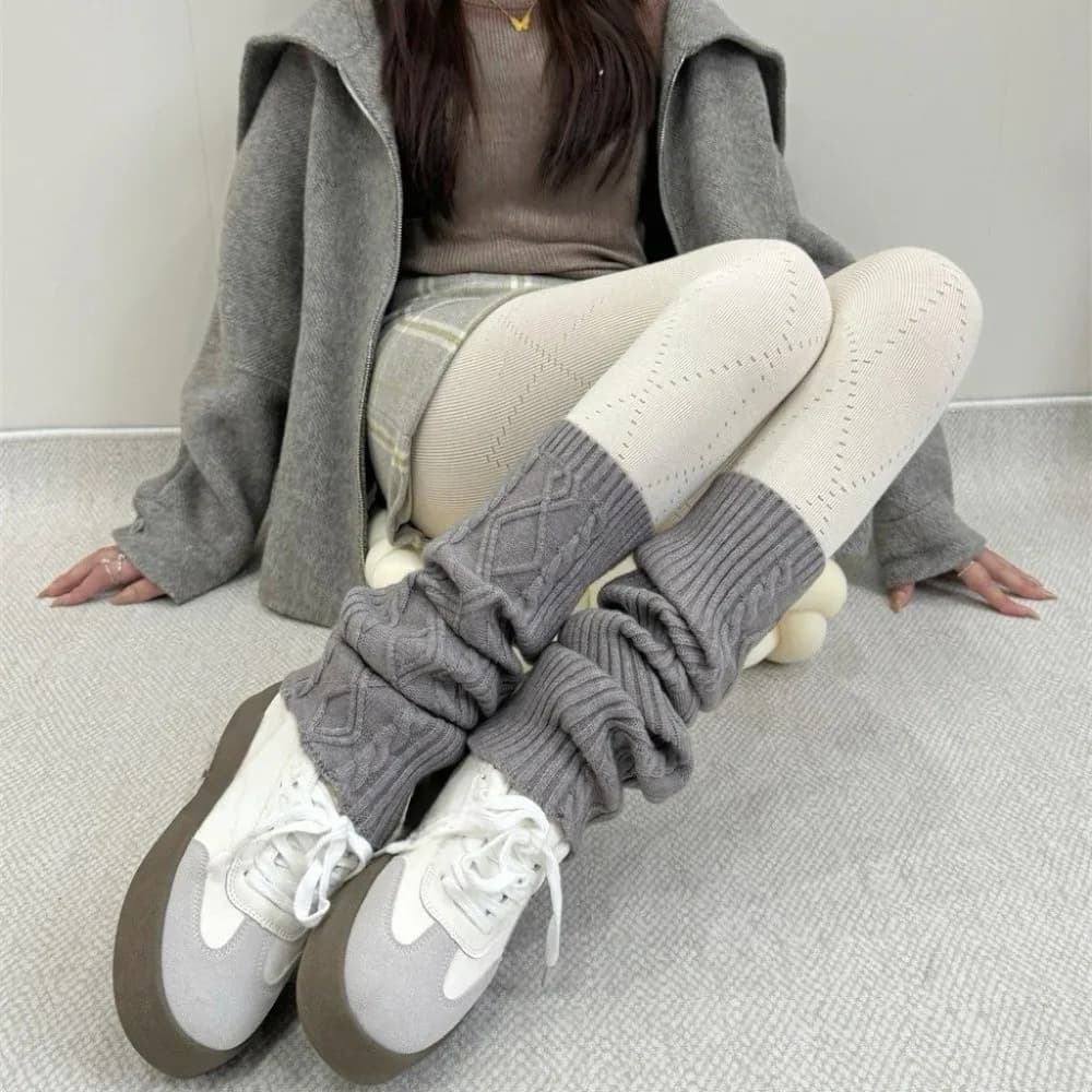 Fashionable jacquard knitted socks High elasticity skinny studs Comfortable and breathable thermal leggings to wear every day