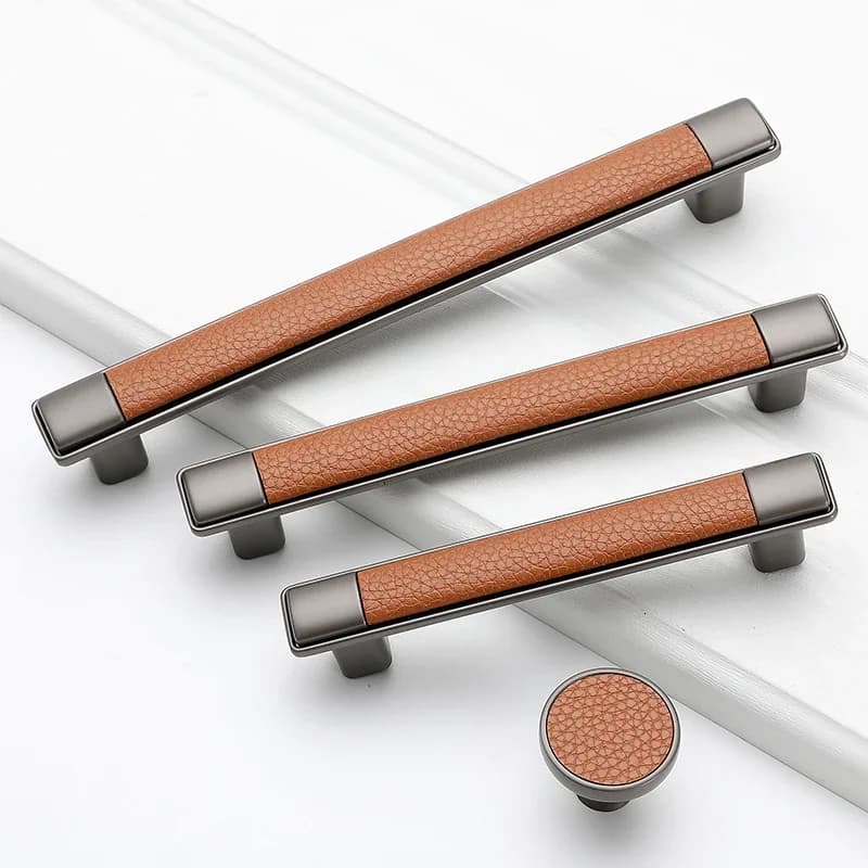 Maniglie per mobili/pelle rossa in lega di zinco T bar Maniglie per armadi da cucina Manopole per cassetti Maniglia per mobili Hardware con vite