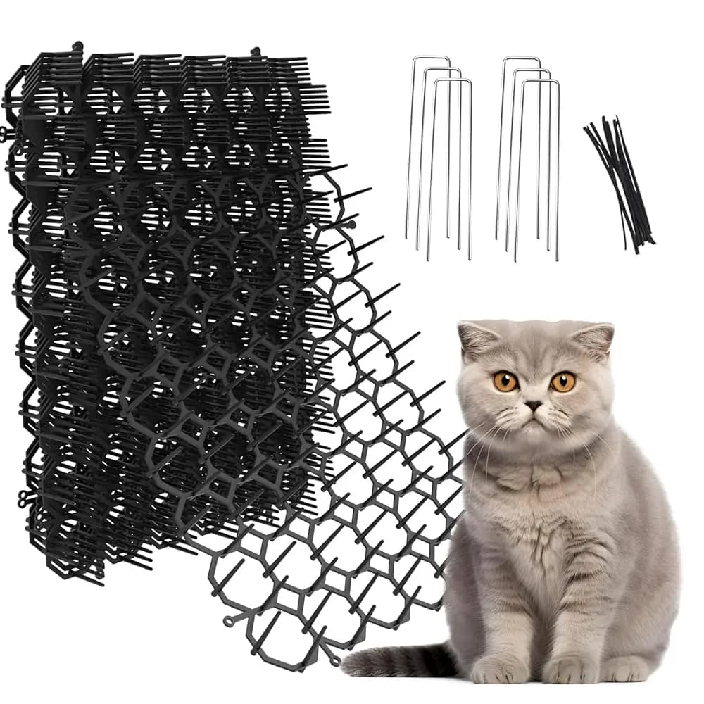 12 Pz/set Giardino Anti-Gatto Puntine Zerbino Gatto Scat Zerbino con Punte A Terra e Fascette Mantenere Gatto Cane Scavo Repellente Zerbino