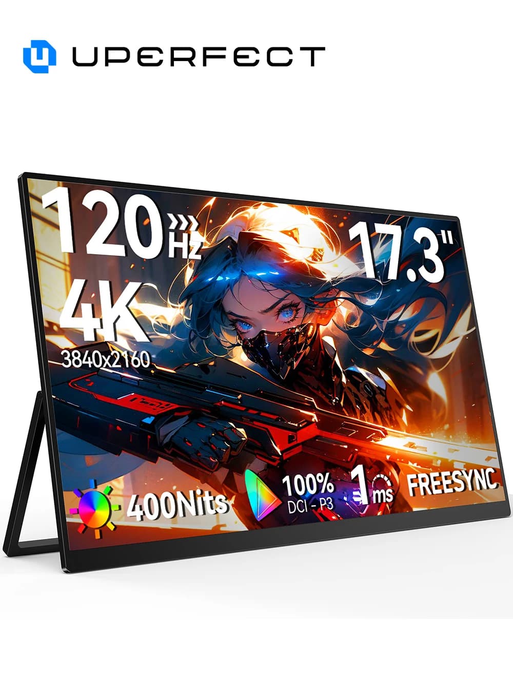 UPERFECT UColor T17 4K UHD Monitor con supporto di regolazione Vesa Display da gioco da 17,3 "120Hz per Switch NS2 PS5 XBOX PC portatile PC MAC