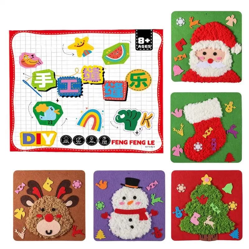 Set da ricamo per bambini Interessante kit da cucito artigianale puzzle Interattivo artigianato artigianale Esperienza kit di punti d'ago per bambini