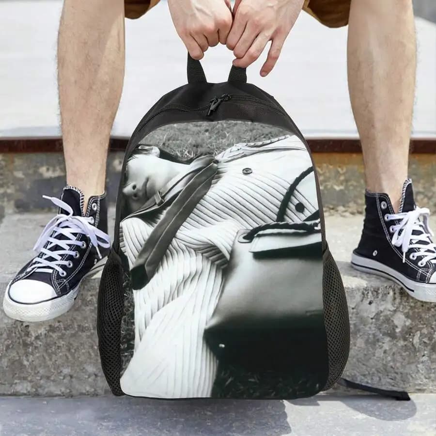 Fashionable Photo Print Backpack For Adults, Single Layer, School And Travel Use