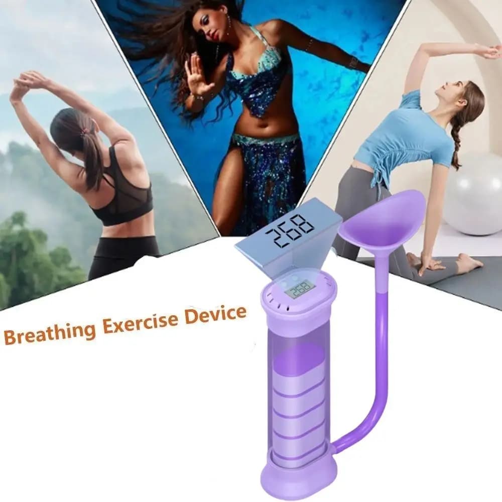Adjustable Resistance Breathing Dumbbell Trainer Deep Breathing Practical Abdominal Muscle Trainer Ergonomic Design with Counter