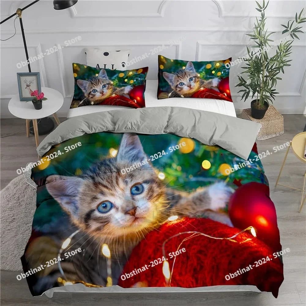 Set biancheria da letto cartone animato Gatti carini Stampato Set copripiumino 3D Twin Full Queen King Doppie dimensioni Federa Biancheria da letto Poliestere morbido