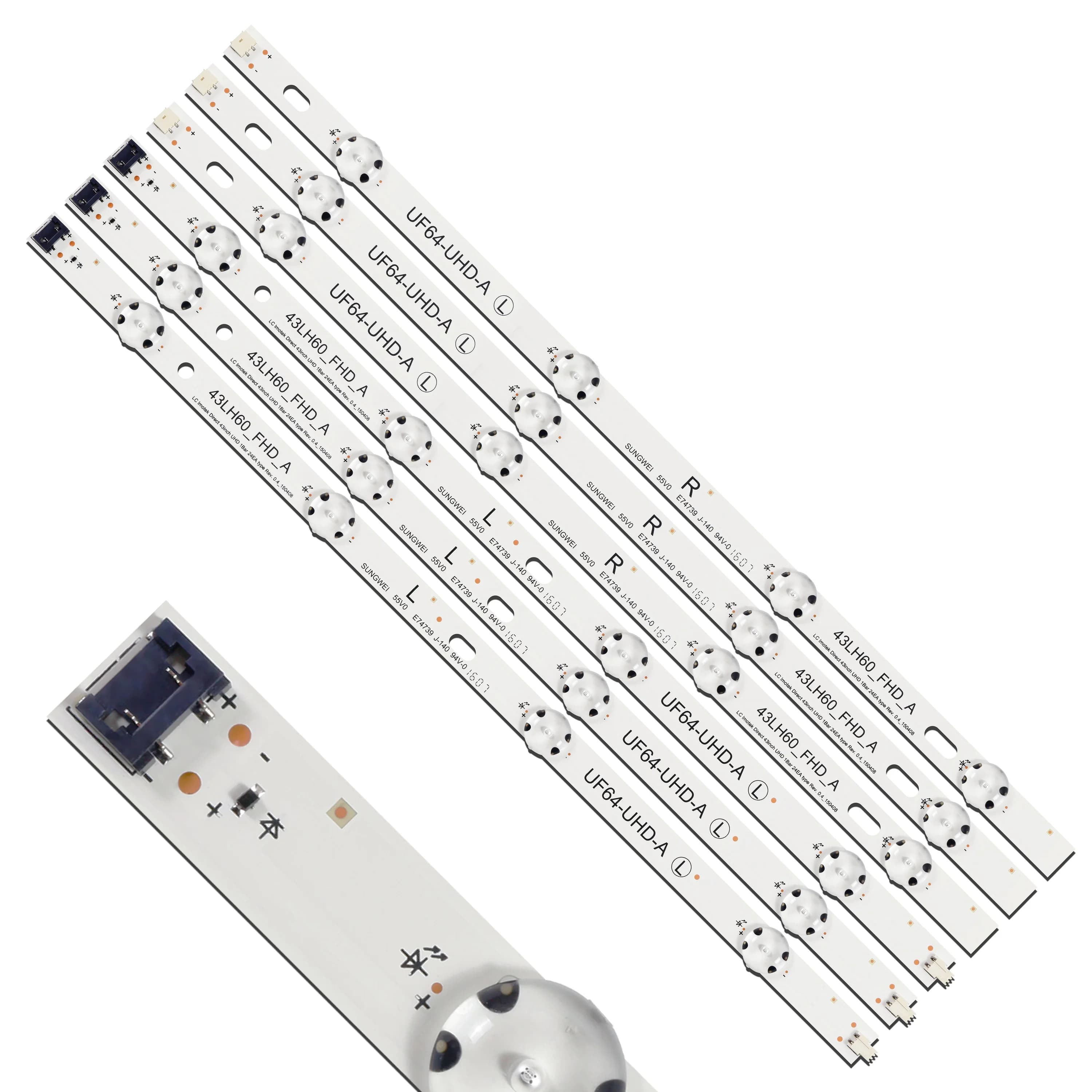 LED backlight strip 8 lamps for Innotek Direct 43 inches UHD 1Bar 24EA 43UH603V-ZA 43UH610V-ZB 43UF6407-ZA 43UH6100 43UF640T HC430DGN