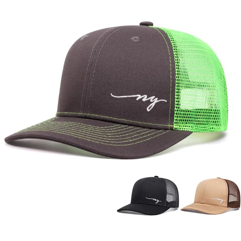 2026 New Cross Embroidery Slight Curved Printed Baseball Hat Women Men Outdoor Sports Events Mesh Cap Trucker Hat