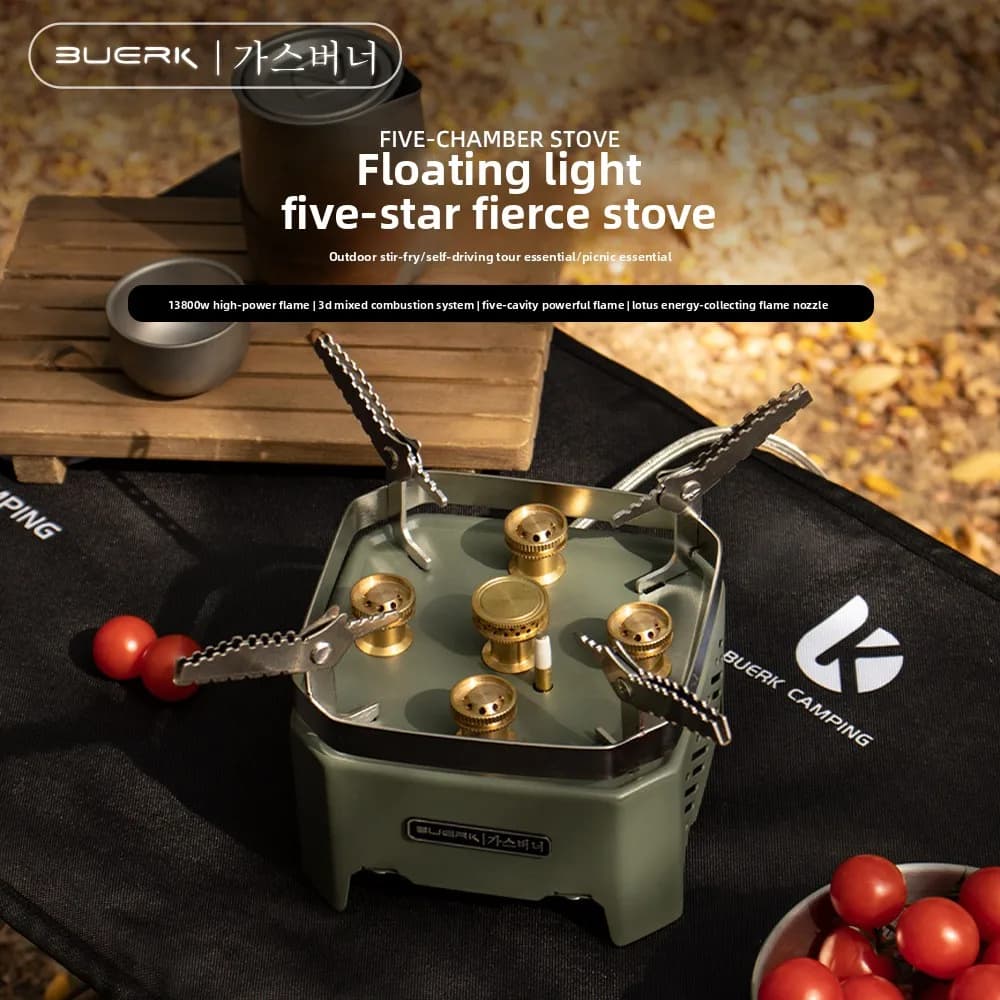 Portable Outdoor Gas Camping Stove Windproof Split Burner with Ignition for Picnic Cooking, Portable Cassette Stove
