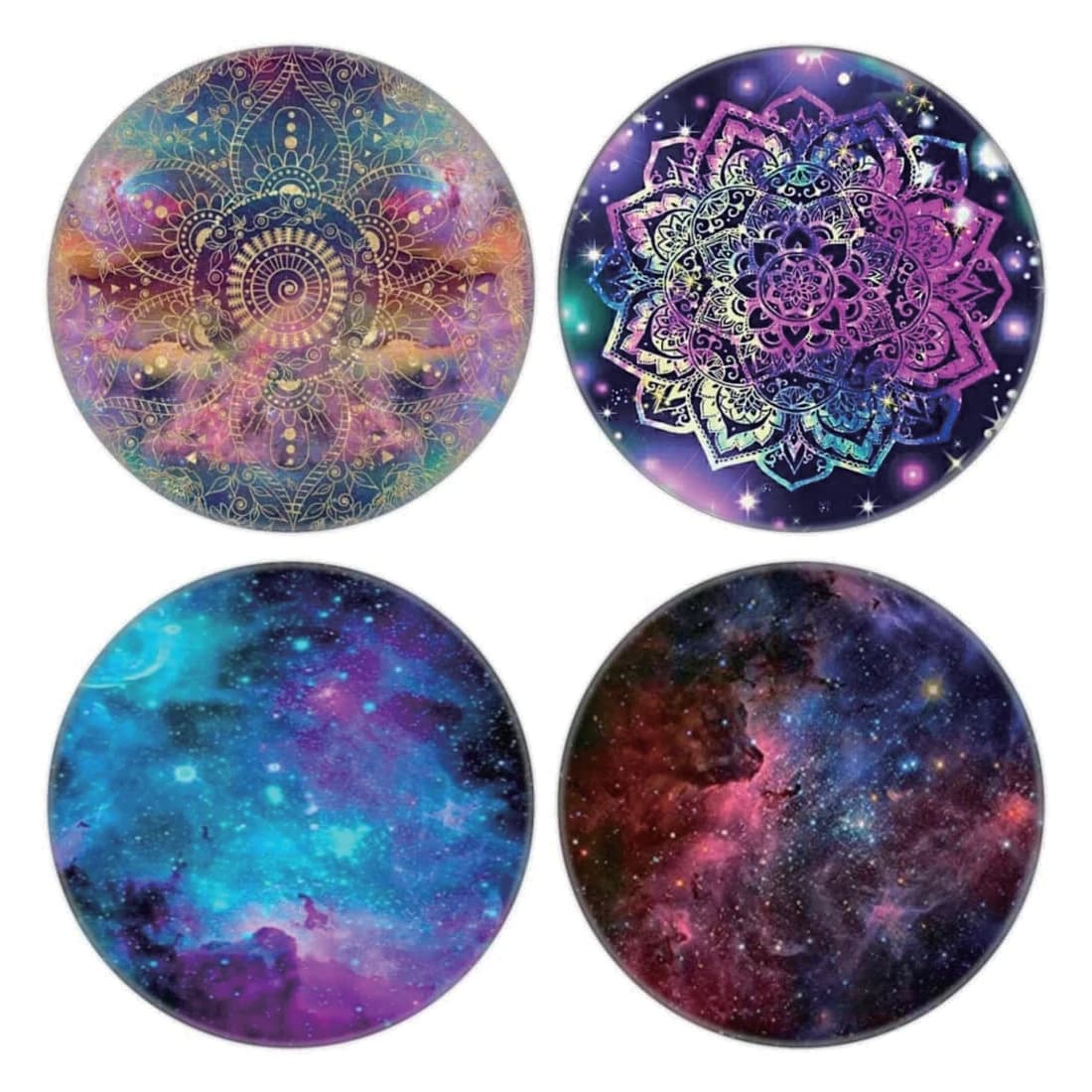 4 Pack Universal Phone Crip,Cell Phone Finger Holder Stand for Smartphone and Tablet Galaxy Mandala Blue Nebula Flower