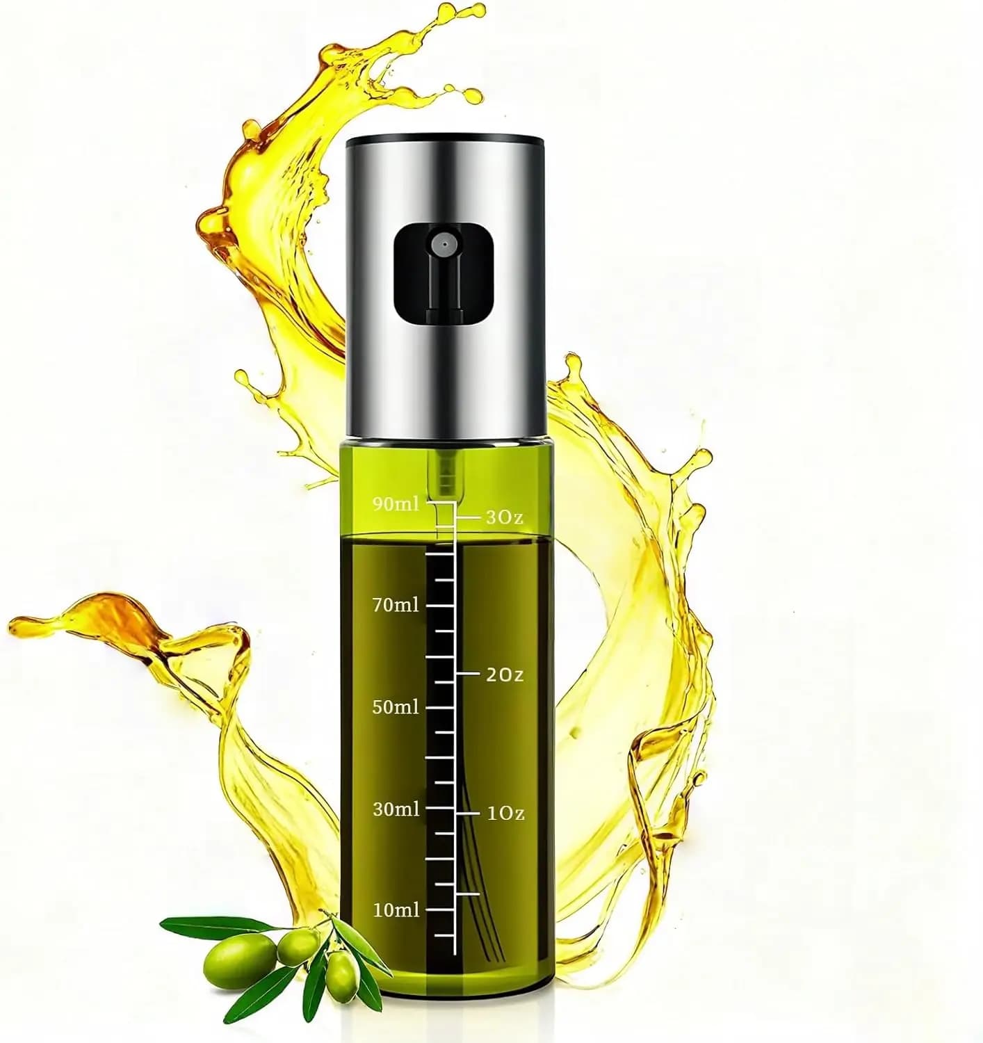 Flacone spray da 100 ml anti-luce per olio, per cucina, friggitrice ad aria, insalate e grigliate, con scala graduata