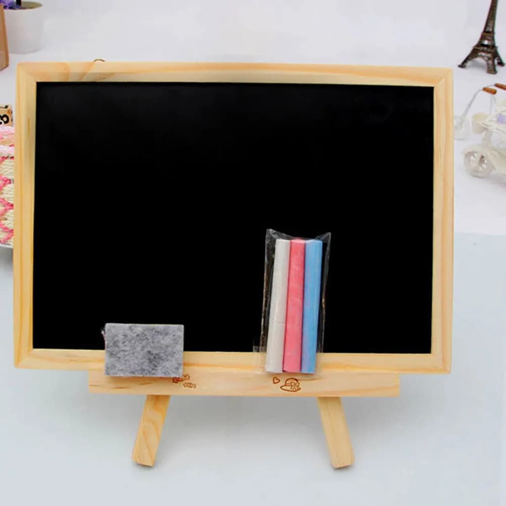 Lavagna in Legno Bifacciale per Bambini, Cavalletto Educativo con Supporto Rimovibile e Pennarelli a Gesso