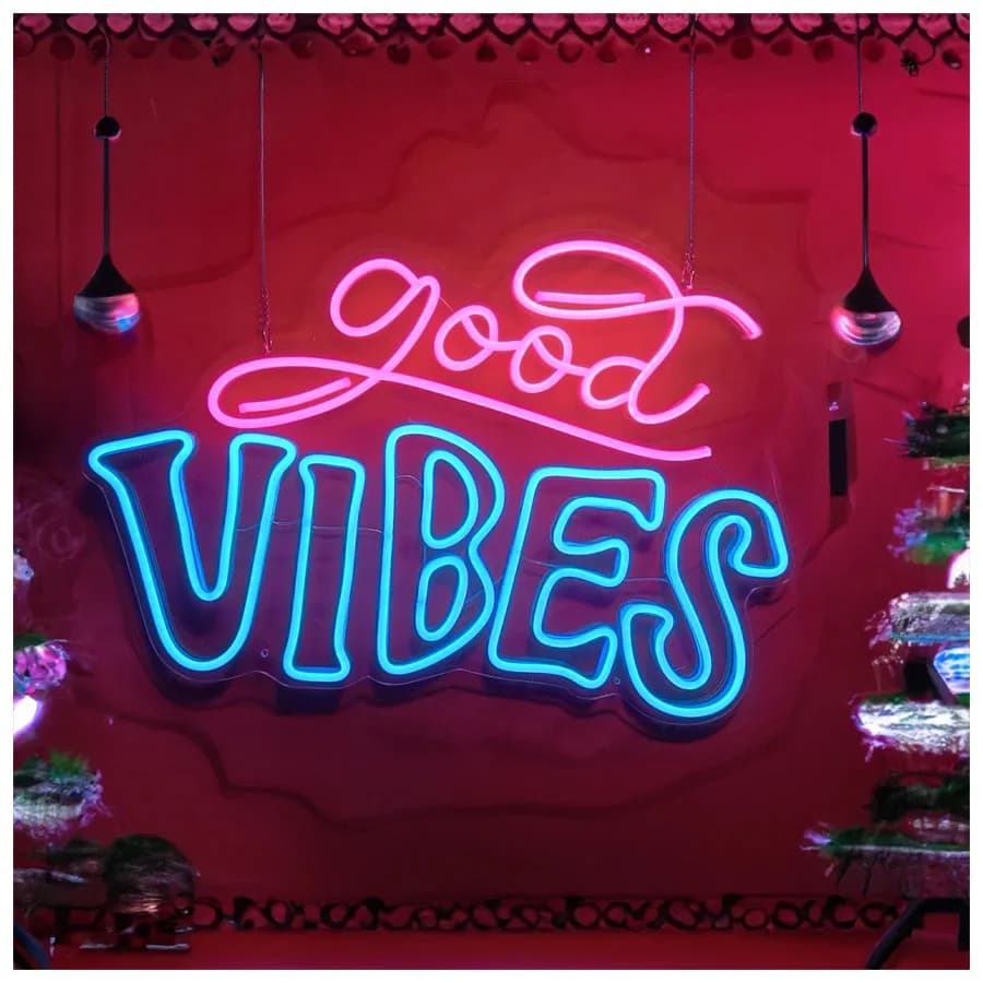 Insegna Luminosa al Neon 10 Kv per Bar di Birra 'Good Vibes', Insegna Iconica in Acrilico, Decorazione per Casa e Stanza, Lampada da Parete Estetica per Man Cave