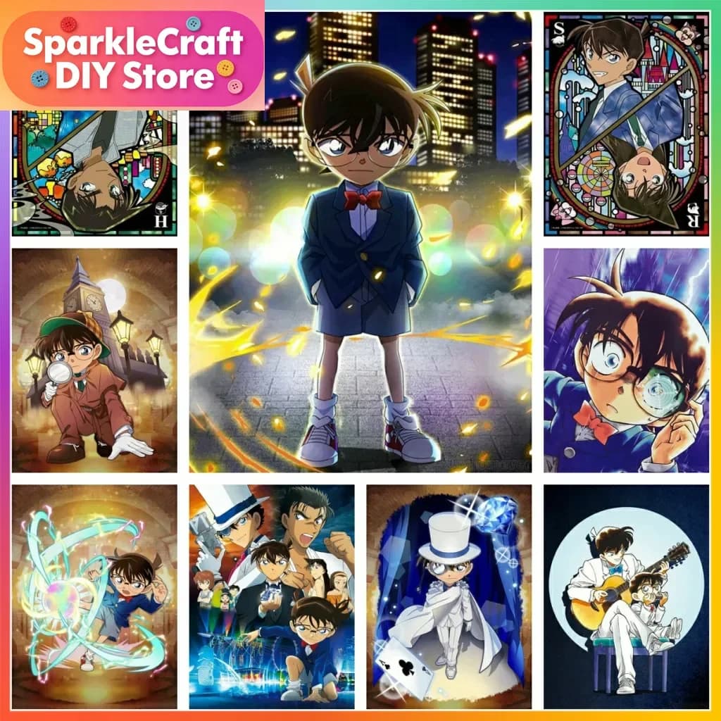 1 pz Kit Pittura Diamante Detective Conan Anime Senza Cornice, Mosaico Ricamo Decorazione Casa 5D Fai da Te Creazione Artistica Tela a Croce