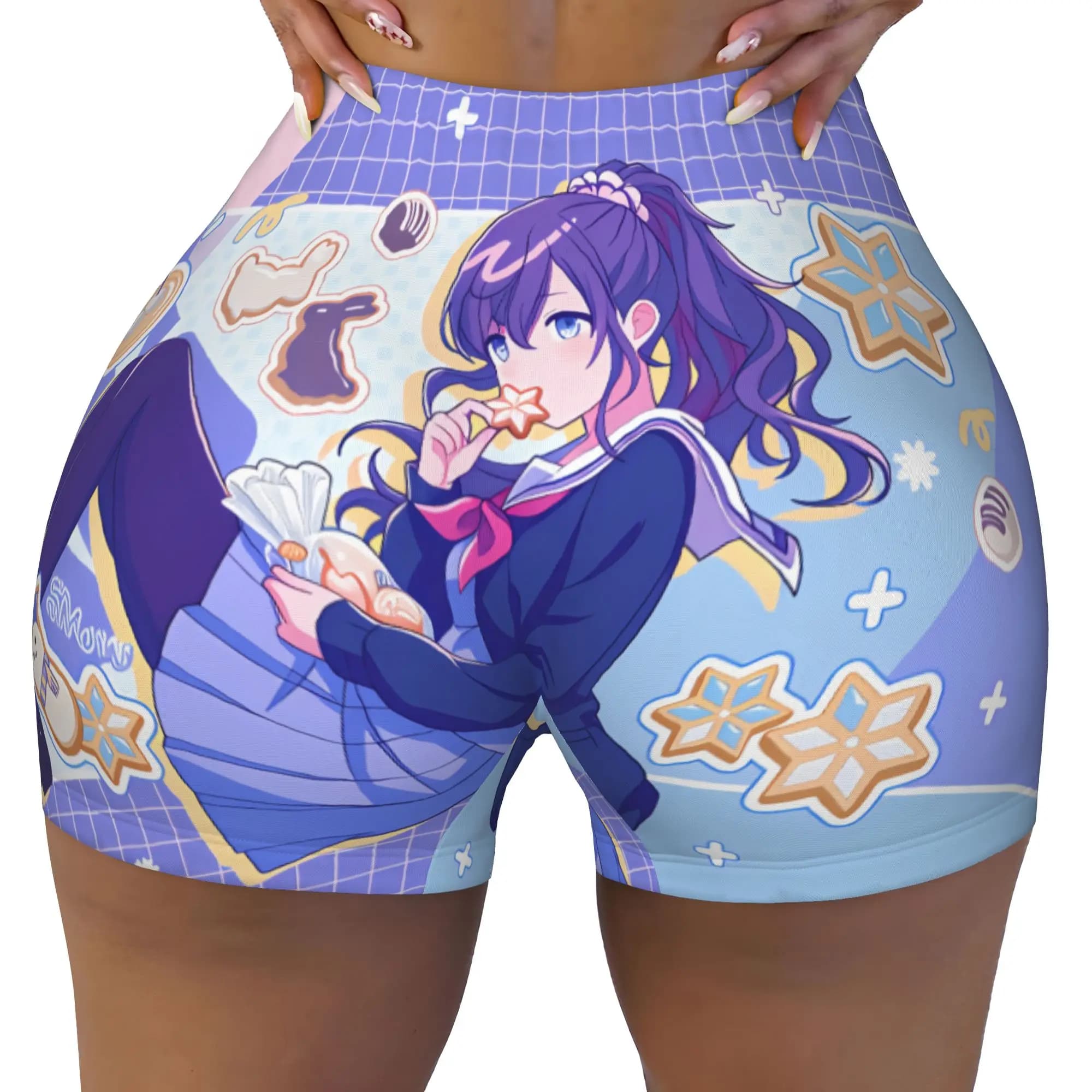 Custom H-Hatsune M-Miku Asahina Mafuyue Workout Volleyball Biker Shorts for Women Gym Yoga Shorts