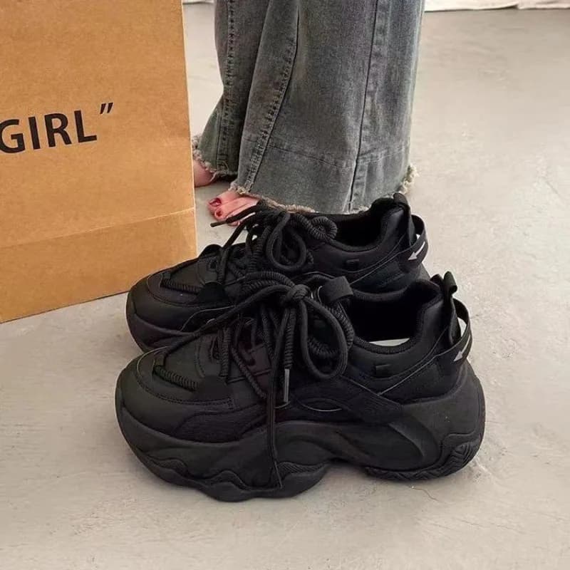 Scarpe Chunky Bianche da Donna alla Moda Primavera 2026, Sneakers Casual con Suola Spessa che Aumentano l'Altezza, Stile Coreano, Traspiranti, Scarpe Sportive