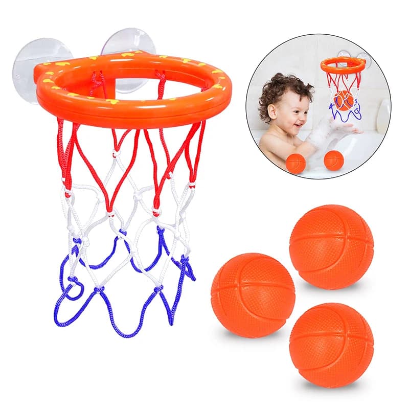 Divertente canestro da basket palline Playset ragazzi ragazze giocattoli da bagno vasca da bagno 3 palline set forte ventosa gioco da bagno per bambini piccoli