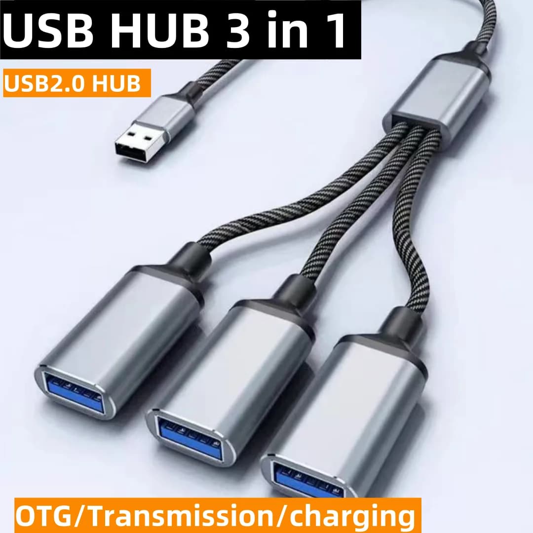 Estensioni splitter HUB USB 2.0 a 3USB Cavo di prolunga adattatore OTG Adattatore di trasferimento dati veloce per PC portatile MacBook Mouse 35CM