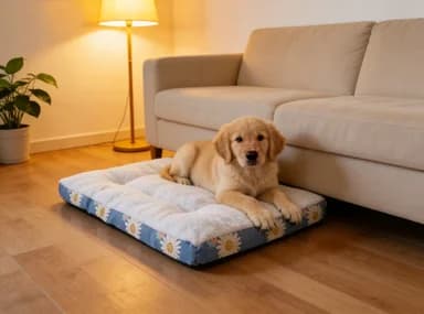 Cuccia per Cani King Mats in Corduroy Quadrata con Memory Foam, Beige Semplice, Oversize, per Autunno, Imbottita, Supportiva e Resistente per Cuccioli