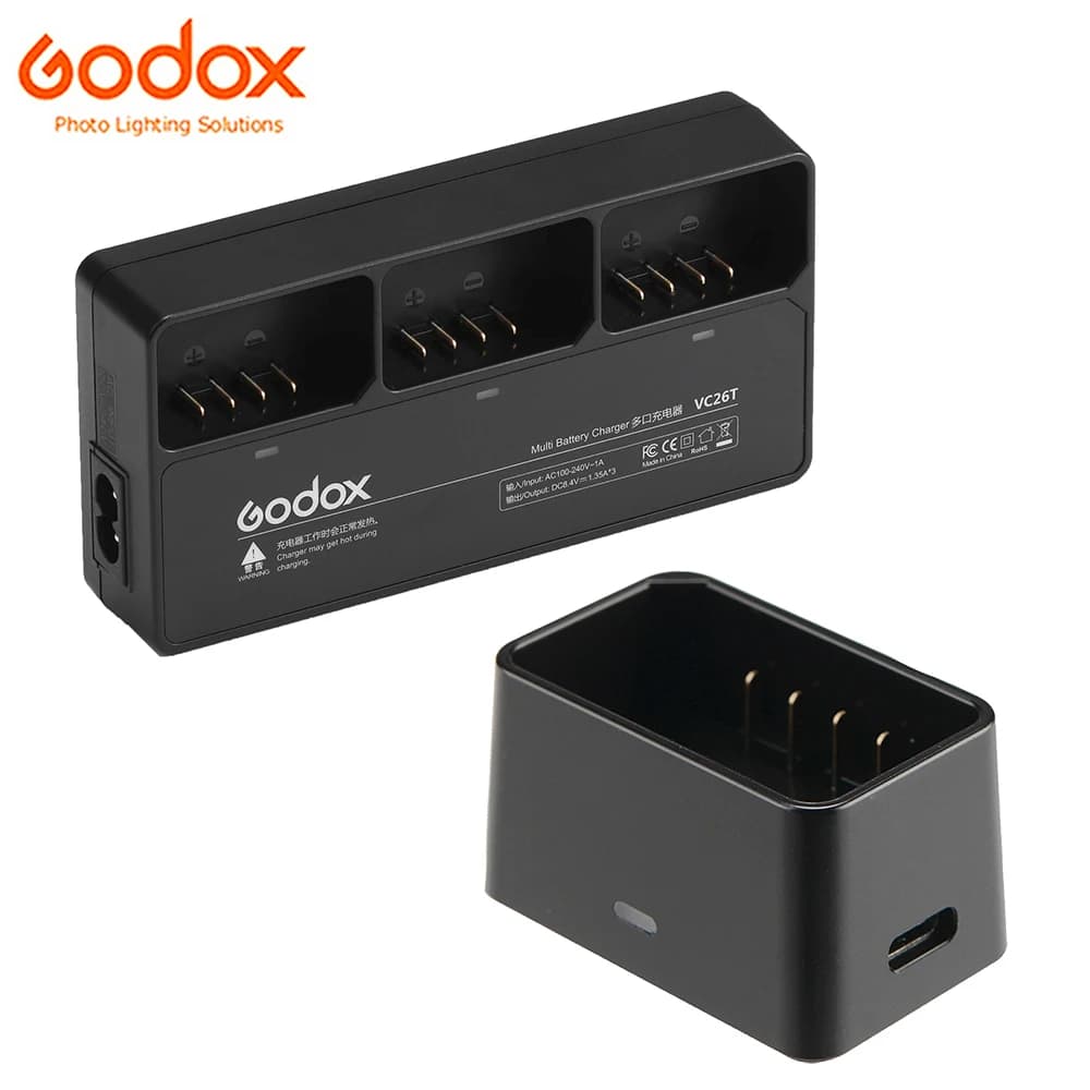 Godox Caricatore USB originale VC26/Caricatore multi AC VC-26T per batteria V1 V1Pro V100 V860III V850III Flash VB26 VB26A VB26B VB30