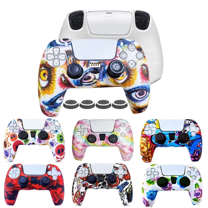 Custodia protettiva per controller PS5 Custodia protettiva in gomma siliconica per accessori Playstation 5 con copertura antiscivolo Cappucci per impugnatura per pollice