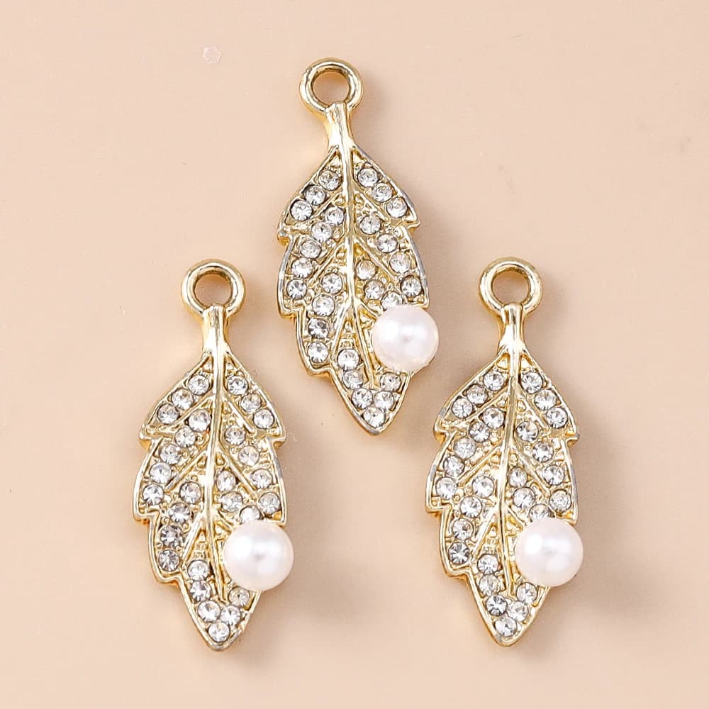 Leslie 10 pz. 26*10mm Splendidi Ciondoli a Foglia con Strass Completi per Ciondoli, Collane a Foglia, Orecchini, Bracciali, Creazione Gioielli Fai da Te