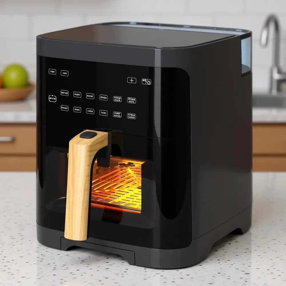 Forno a Convezione da Banco con Display Digitale 5QT, Temperatura e Controlli Regolabili, Friggitrice ad Aria in Acciaio Inox o Forno a Olio