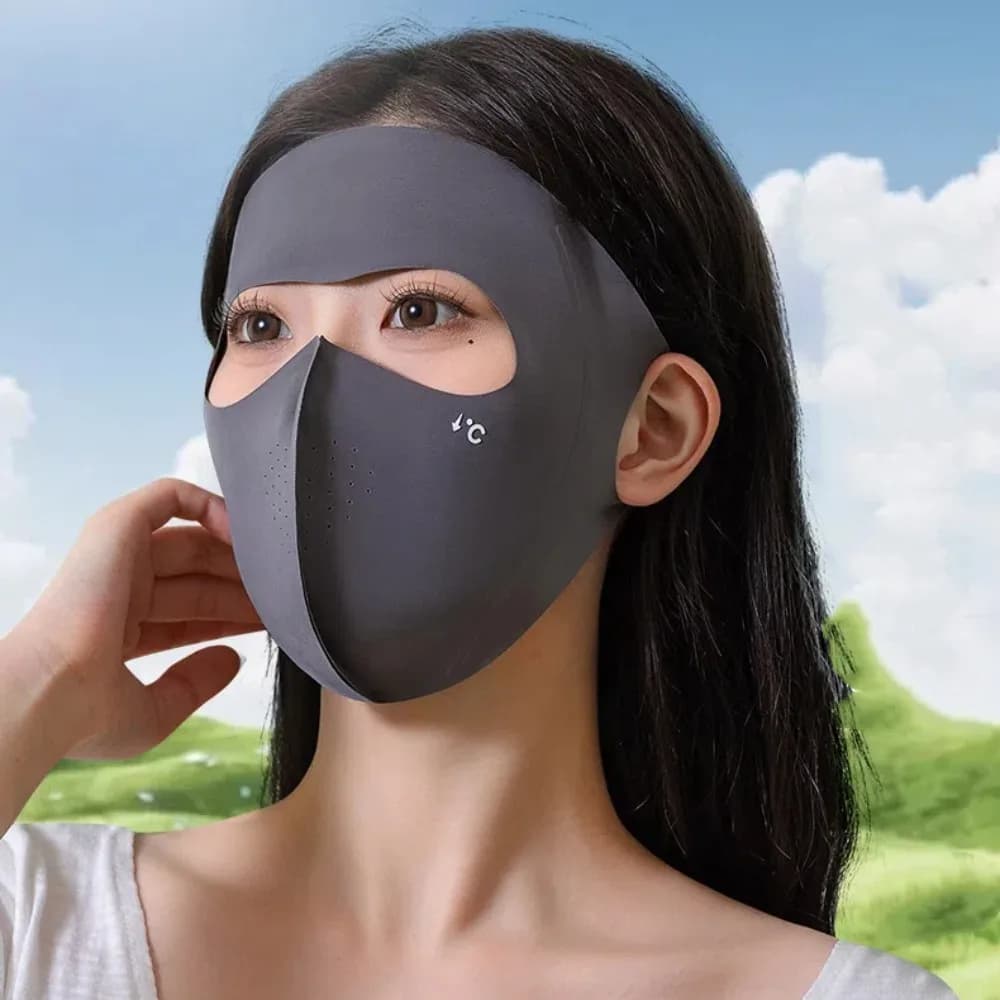Maschera Solare a V in Poliestere UPF50+ Traspirante Senza Cuciture in Seta Ghiaccio, Protezione Solare Viso Tinta Unita Fresca per Spiaggia