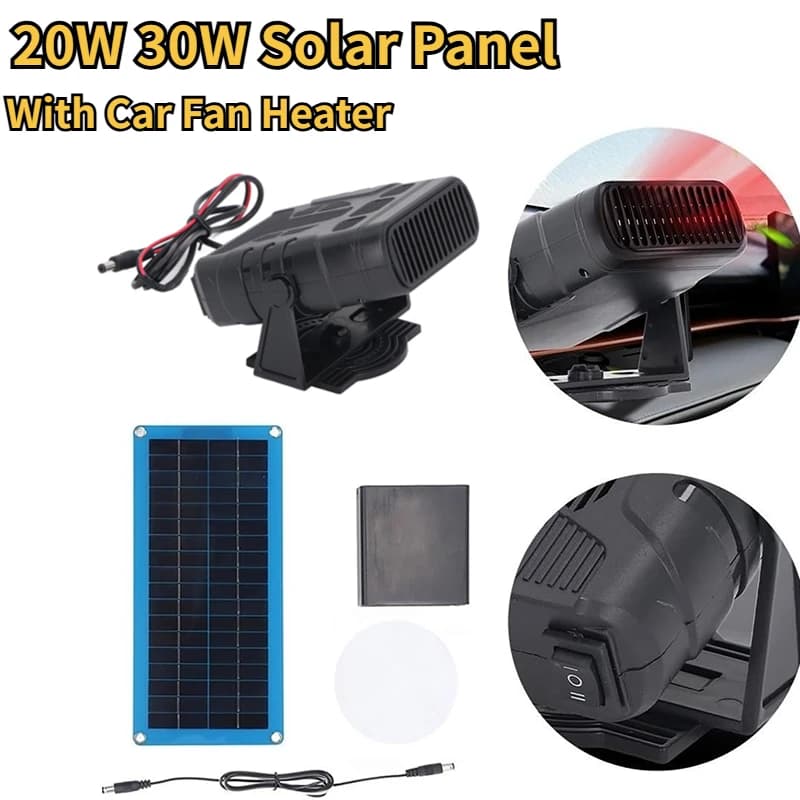Pannello solare da 20 W 30 W con set di riscaldatori per auto Asciugatura e riscaldamento Riscaldatore per auto invernale per animali domestici con scatola batteria