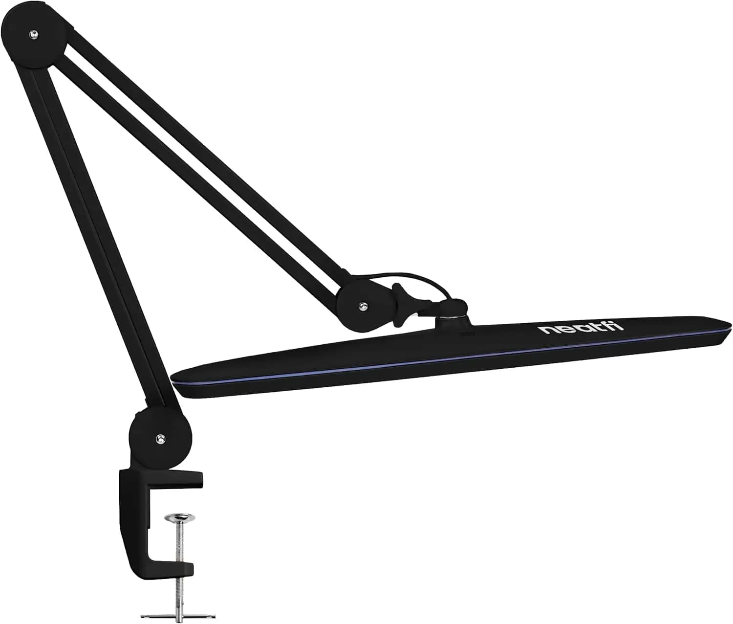 Lampada da scrivania a LED da 2.200 lumen 24W – Paralume largo 23 pollici | Lampada da Lavoro Dimmerabile per la Cura degli Occhi | Braccio Regolabile | Per Ufficio Domestico, Studio, Artigianato e Tecnologia delle Unghie (Nero, Non-CCT con Morsetto)