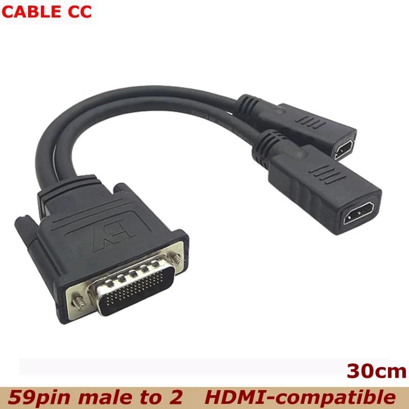 Video Adapter Cable Y Splitter msds from 59 Pin to 2 HDMI Compatible Male-Femmina for Computer Host Graphic Card, Double Video Cable