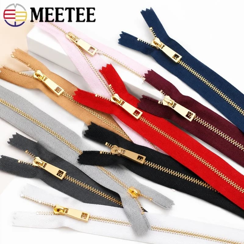10Pcs 3# 15-30cm Metal Close End Zippers with Puller for Clothing Pocket Bag Repair Garment DIY Sewing Closure Replacement Kit