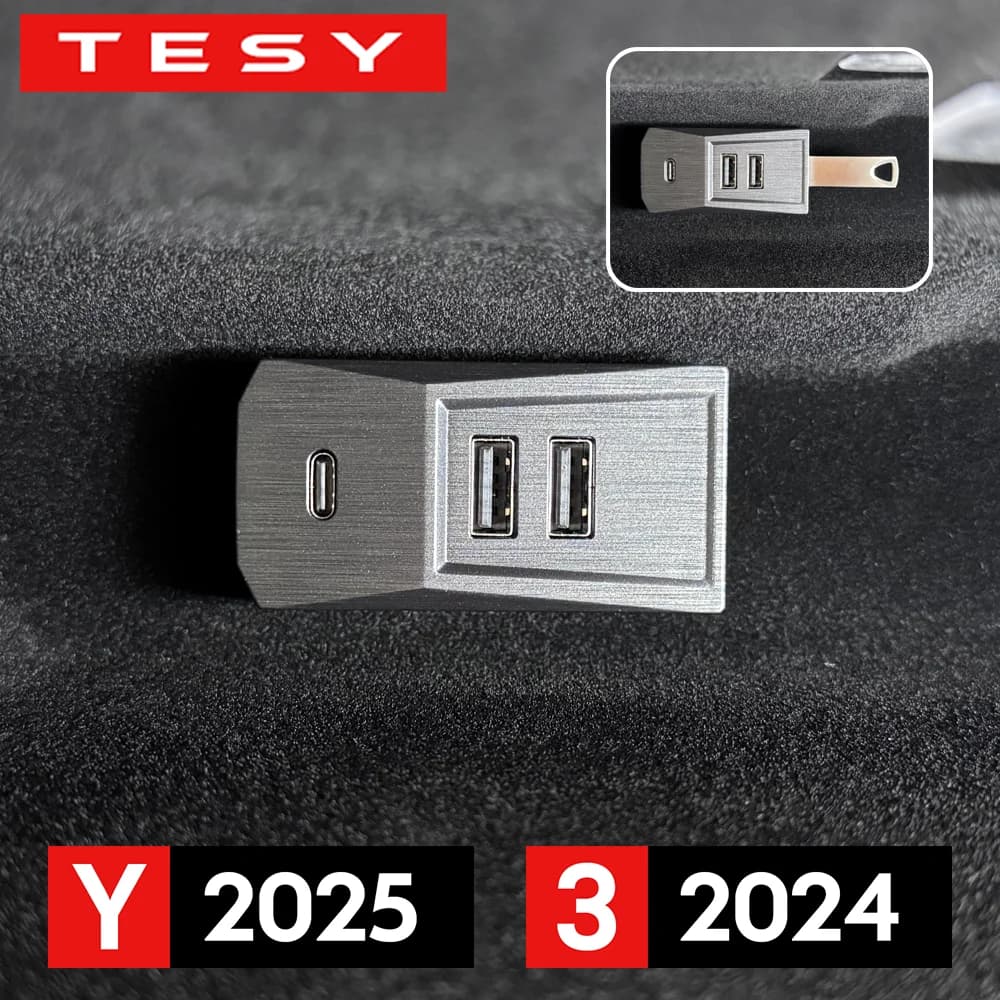 Glovebox USB Hub For Tesla New Model Y Launch Juniper 2025 Model 3 Highland 2024 Type-C Port Splitter Docking Station Data