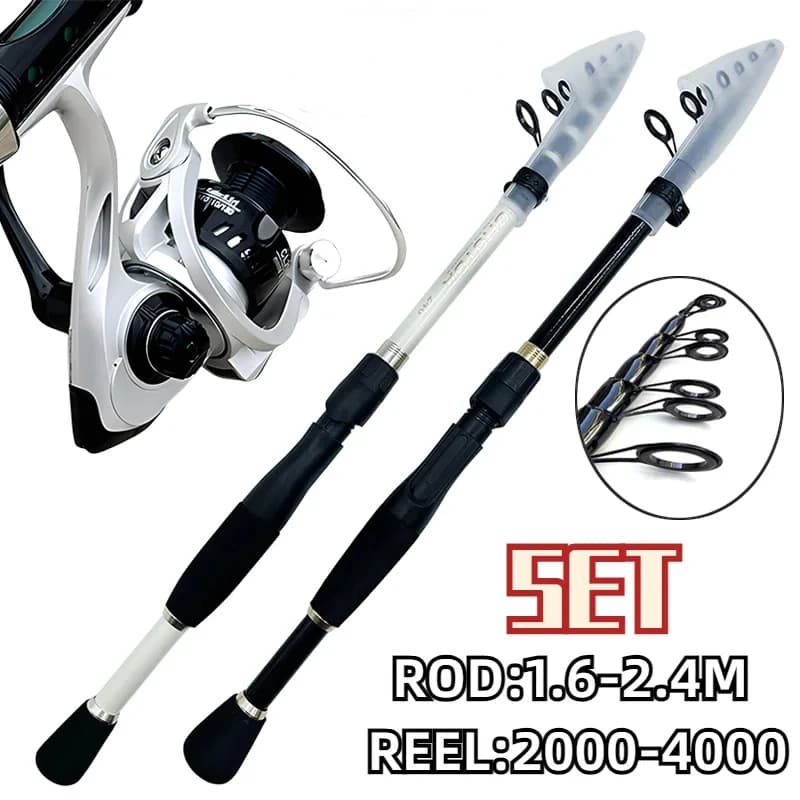Canna da pesca telescopica GHOTDA Combo 1.6-2.4M Spining Lure Pole con rapporto di trasmissione ad alta velocità 5.2:1 mulinello da Baitcasting per tutte le acque