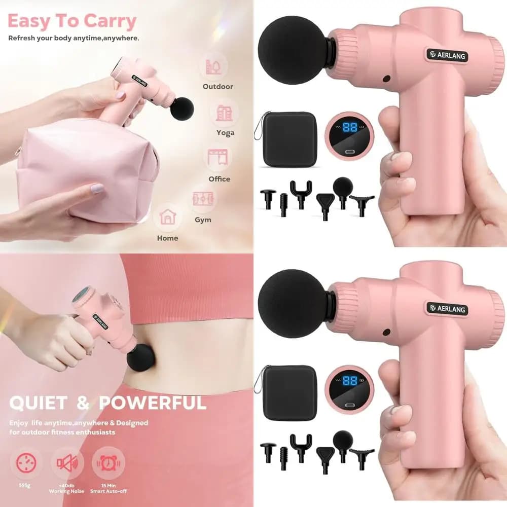 Massage Gun Deep Rose Portable, Silent Percussion Massage Massage with Home, Office and Gym - Ideal for Relaxing