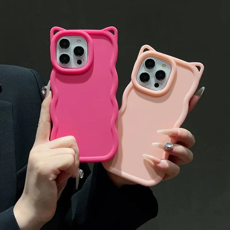 Cover Morbida 3D a Onde con Orecchie di Gatto per Tecno Spark 6 GO 1S 3 7 9 10 20 40 Pro Plus 8C 10C 20C 40C Pop 10C 9 8 7 Pova 5