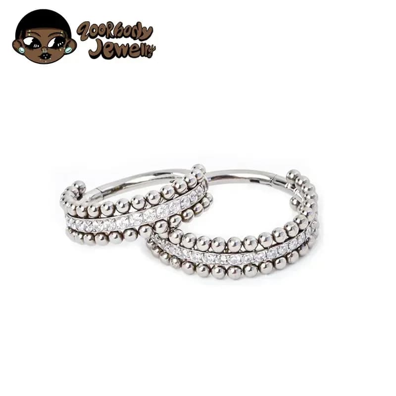 G23 Titanio Orecchio Cristallo Zirconia Tre Strati Piccolo Huggie Cerchi Sottili Orecchino di Cartilagine Helix Trago Orecchino Gioielli Penetranti