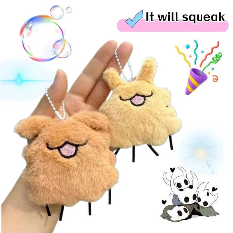 Portachiavi Peluche Anime Hollow Knight Flea Dog con Suono Squittente, Ciondolo per Borsa e Zaino