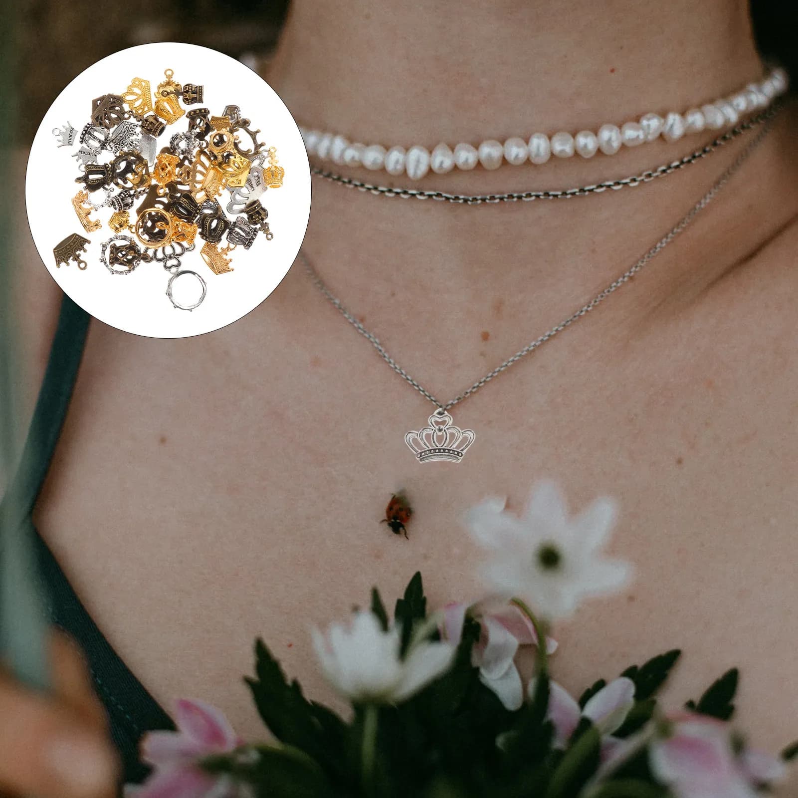 50Pcs Creative Crown Charms Alloy Pendants DIY Jewelry Making Supplies Necklace Bracelet Earrings Hanging Ornament Gift