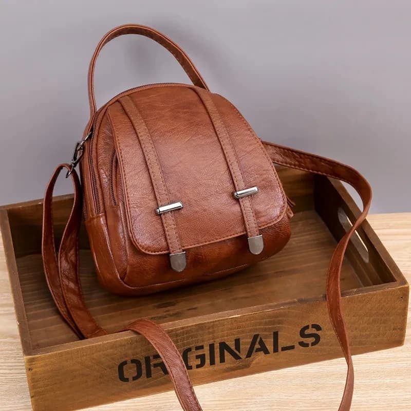 Women's PU Soft Leather Multifunction Small Shoulder Bag Vintage Fashion Shoulder Bag Women's Mobile Bag