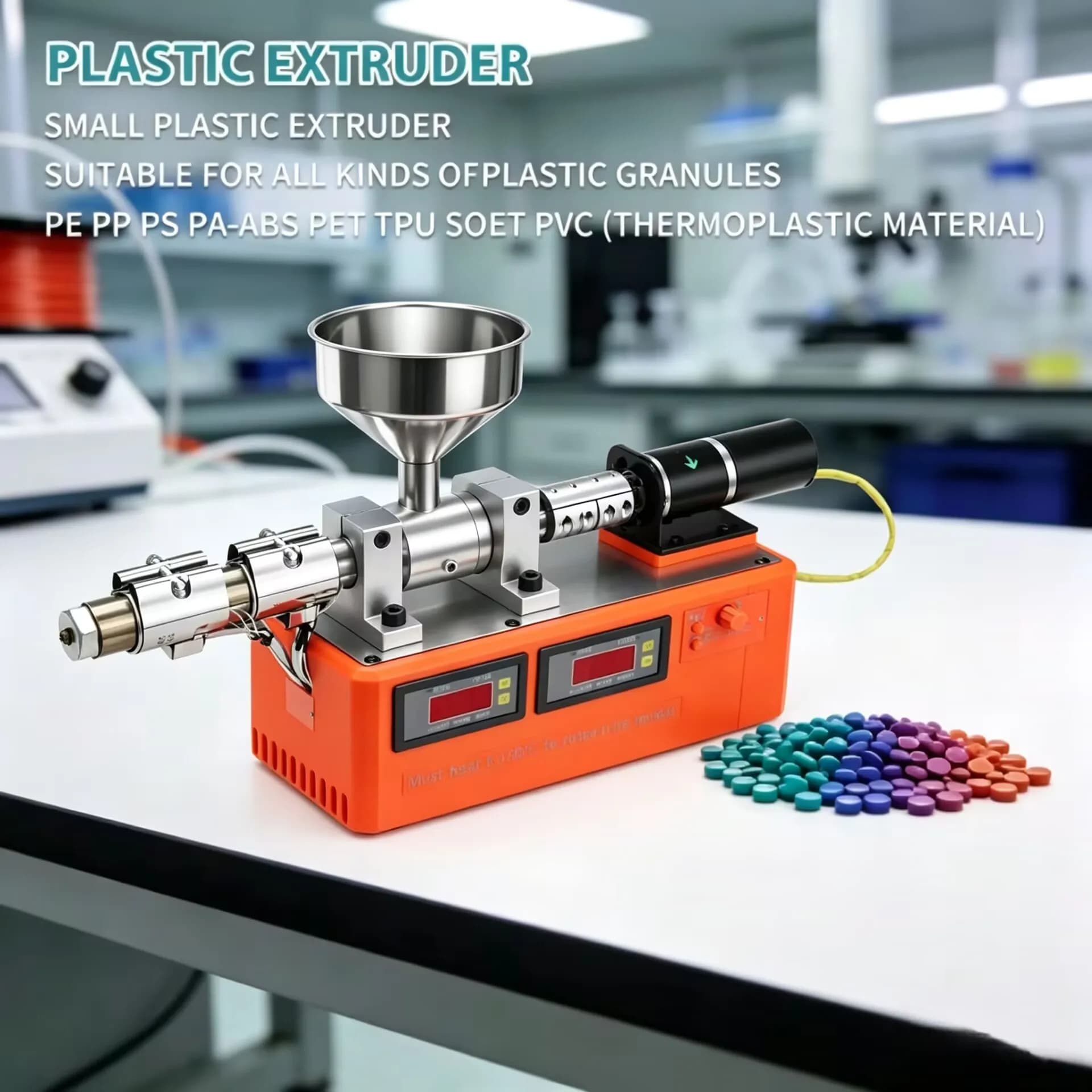 Desktop 3D Printer Filament Extruder Machine 600g/h 600W 300°C Dual Temp Recycle PLA PETG ABS Pellets into 1.75mm/2.3mm Filament