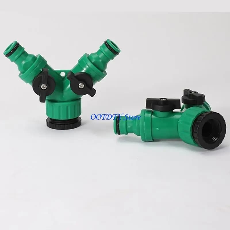 367A 2 Way Heavy Type Garden Hose Splitter Y Splitter Grip Shut Off Valves for Water Tap, Outlet, Spigot
