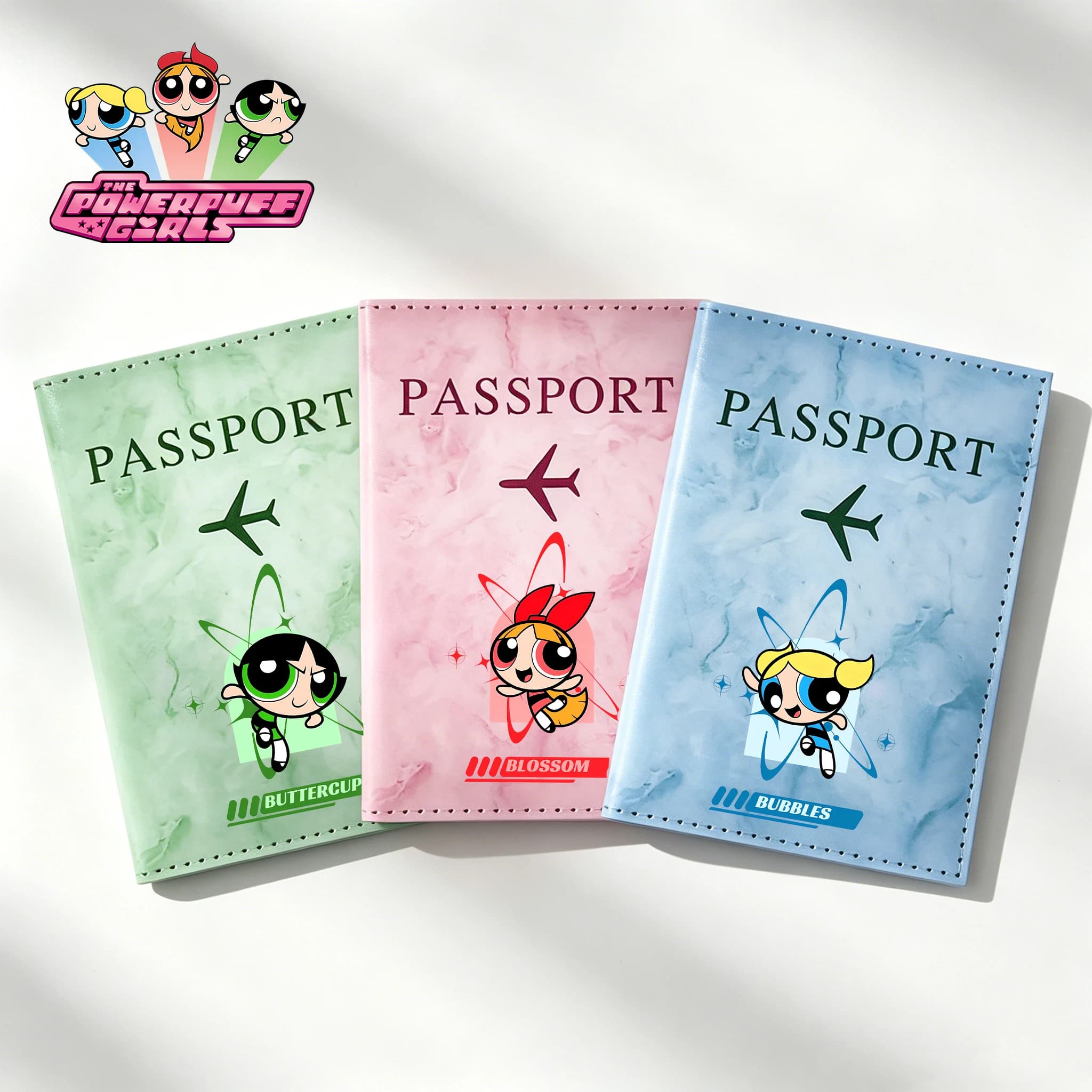 The Powerpuff Girls Passport Holder Woman Travel Wallet Document Organizer Anime Cartoon Waterproof Document Holder Passport New