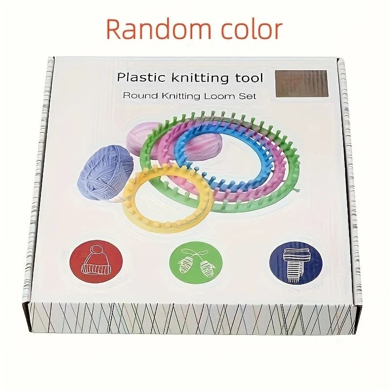 Set di telai per maglieria con sciarpa rotonda in plastica di 4 dimensioni per maglieria con cavo di filato fai da te