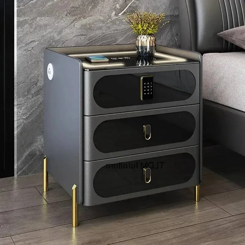 Comodini con spazio contenitivo compatto, caricabatterie mobile, serrature con impronta digitale, tavolino smart wireless, mobili per la casa HY50